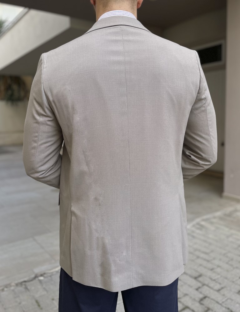 Ανδρικό μπεζ σακάκι με τσέπες 6591BS φωτογραφία